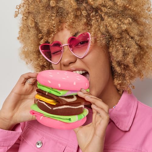 Image of Funny Donut Burger Food Socks Box, Crazy Socks for Women Teen Girls, Birthday Christmas Stocking Stuffers Gag Gifts