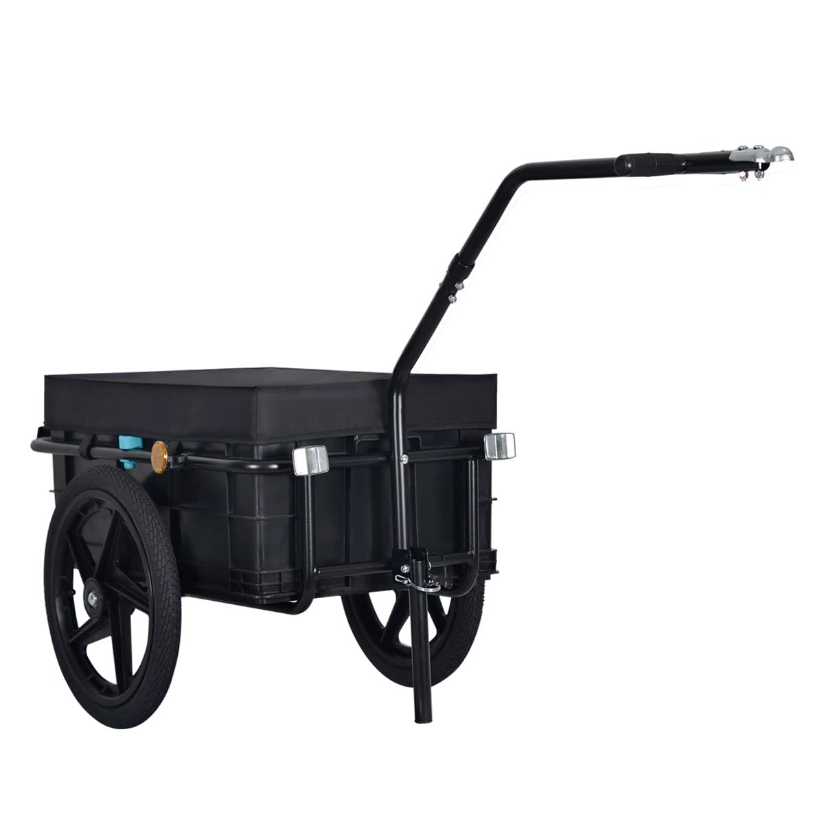 Tiggo 70L Remorque de Velo Transport, Panier Amovible, Chassis en Acier, Traction : 40kg Max, Bache Impermeable, Utilisable comme Chariot a Main