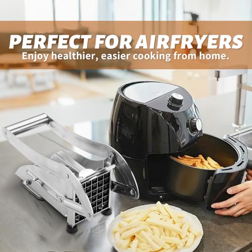 Ununpentium French Fry Cutter With 2 Blades,Commercial Grade French Fry Cutter,Stainless Steel Vegetable and Potato Slicer,Heavy Duty Potato Slicer,Non-Slip Suction Base,Perfectly Cut Potatoes by Ununpentium - Image 3
