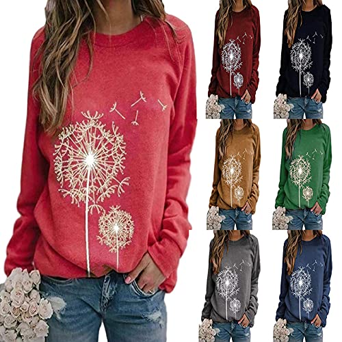 Eryue 2020 Euro and The United States Amazon Wish Autumn and Winter New Women's dan on Print Round ne Long-Sleeved Loose Casual Sweater Khaki M offers donot miss