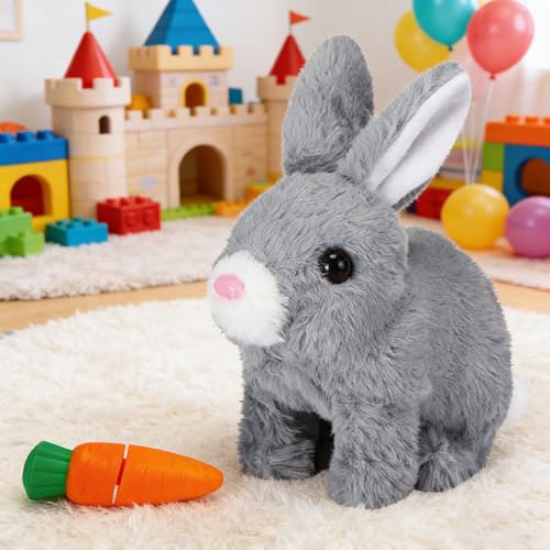 Sunshine smile Hüpfendes Kaninchen,Sprechender Hasen,Hasen Kuscheltiere Klein, Interaktives Kaninchen Haustier,Elektronisches Plüschhase mit Geräusche Macht
