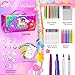 weirtoya 70 PCS Washable Scented Markers with Glitter Pencil Case, Unicorn Arts and Crafts for kids 4-6-8 Kids Coloring Drawing Kits for 4-8 Years Old Girls Xmas Gifts Stocking Stuffers