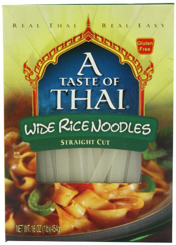 A Taste of Thai Wide Rice Noodles, 16-Ounce Boxes (Pack of 6)
