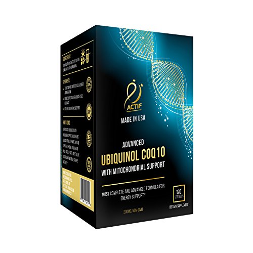 Actif Super Ubiquinol CoQ10 with Enhanced Mitochondrial Support, Non-GMO, Made in USA, 200mg