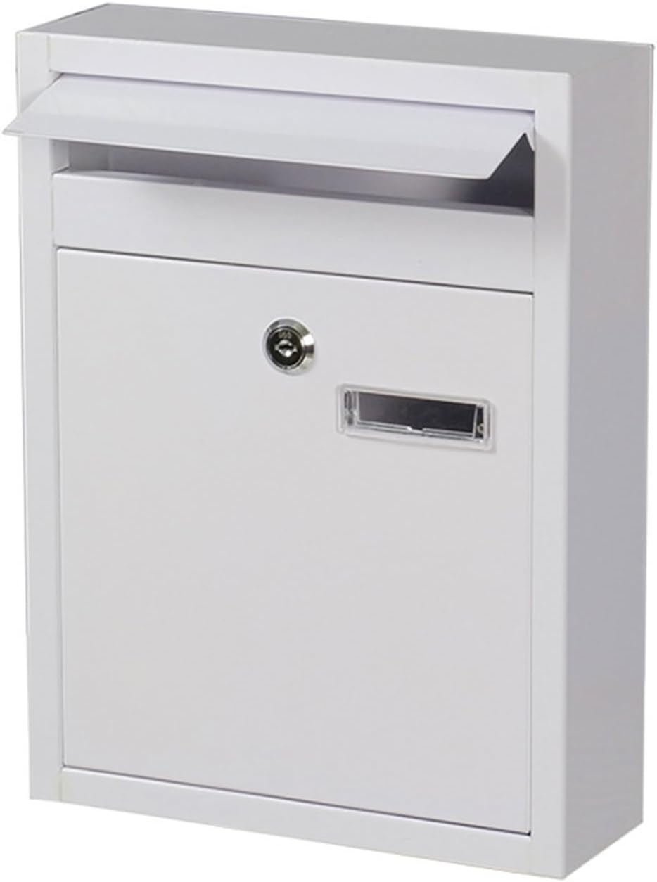 Mailboxes for Outside Wall Mount Mailboxes Wall Mailbox for Outside Mailbox with Key Lock Outdoor Decoration Mail Box(White)