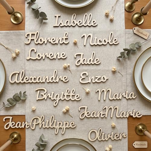 Marque-Place Personnalisé en Bois – Prénom Découpé pour Table – Porte Nom Invités – Décoration Table Mariage, Anniversaire, Baptême, Repas De...