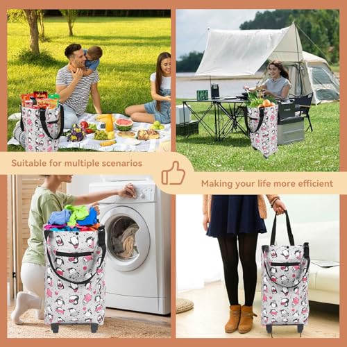 Haushalts-Einkaufswagen, tragbare Einkaufstasche für ältere Menschen, zusammenklappbarer Einkaufswagen mit Rädern für Camping im Freien – Bild 6
