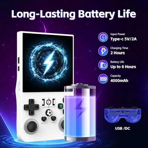 Image of R36MAX Retro Handheld Games Console, Retro Gaming Console with Open Source Linux System, Built-in 22,000+ Classic Game, Video Game Consoles with 4.0 inch IPS HD Screen, 4000mAh Battery (White 128GB)