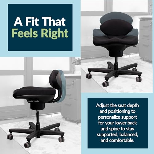 Image of Vari CoreChair - Ergonomic Armless Office Chair for Active Sitting, Core Support & Posture - Adjustable Seat Height & Depth - Compact Task Chair for Home Office Desk - 250 lb Capacity (Black)