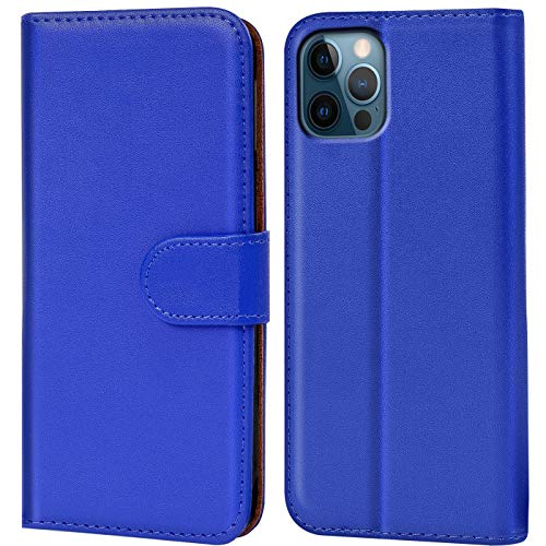 Verco Handyhülle für iPhone 12 Hülle, iPhone 12 Pro Hülle Klapphülle für Apple iPhone 12/12 Pro Tasche PU Leder Flip Hülle Schutzhülle Brieftasche (6,1 Zoll) - Blau