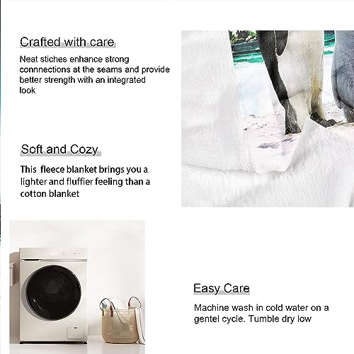 Hommomh 40"X50" Blanket Soft Fluffy Flannel Fleece Throw Blue Sky Penguin #TOP5