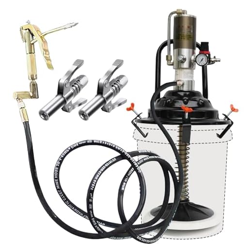 QVIKPMU 60:1 Portable Air-Operated Grease Pump for 5 Gallon Bucket, Grease Gun Coupler 2 PCS and 13 ft High Pressure Hose, 0.85L/Min, 34-48Mpa, Universal Fit, Vehicle Compatible (No Bucket)