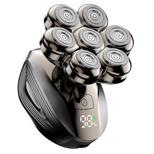 Head Shavers for Bald Men: Upgraded Detachable Head Shaver - IPX7 Waterproof Wet or Dry Electric Razor for Men - 7D LED Display Rechargeable Shaving Grooming Kit with Type-C Charge (Dark Coffee)