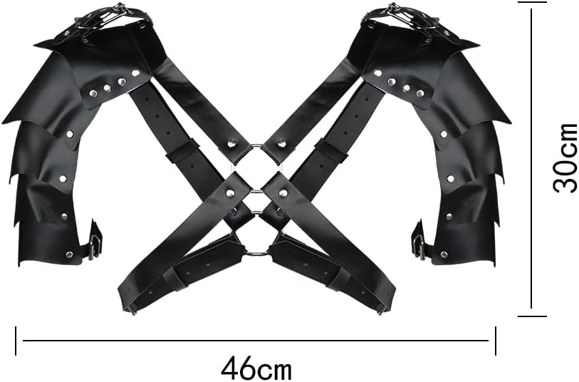 Men Medieval Leather Shoulder Armor Halloween Cosplay Knight Body Chest Harness Adjustable Viking Shoulder Pad - Image 7