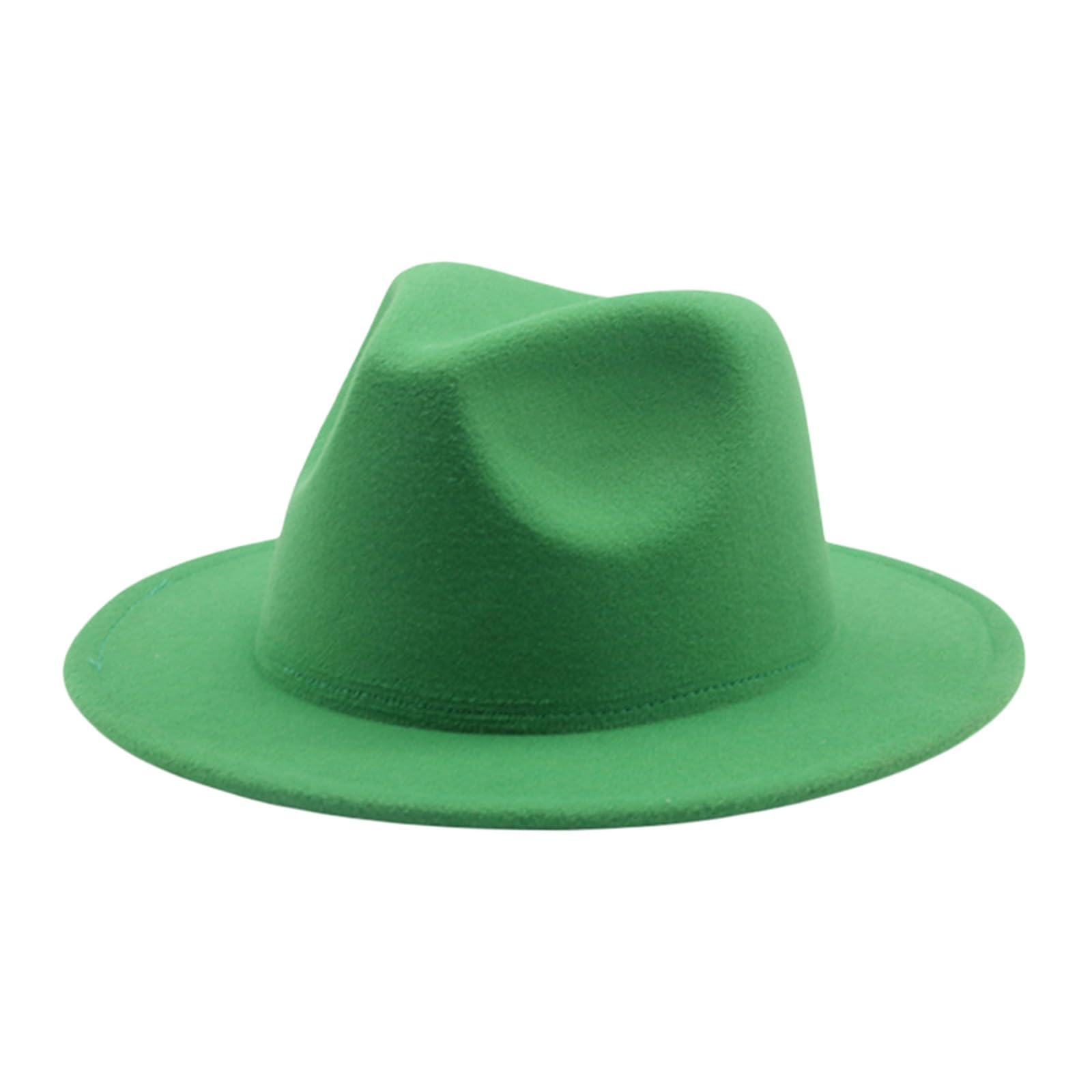 DELIMALI Kids Classic Wide Brim Fedora Hat Children Boys Girls Felt Panama Cap Wool Felt Jazz Hats Party Holiday Stage Hat (A-Green, 4-10 Years)