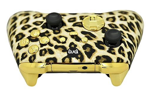 Image of Hand Airbrushed Fade Custom Controller Compatible with Xbox Series X /S & Xbox One (Series X /S Leopard W /Gold Chrome Inserts)