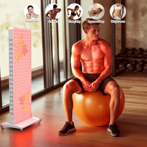 Image of Red Light Panel for Full Body 300LEDs Dual Chip | 630+660+810+830+850nm Red and Near Infrared Lamp Device with Timer & Mobile Stand