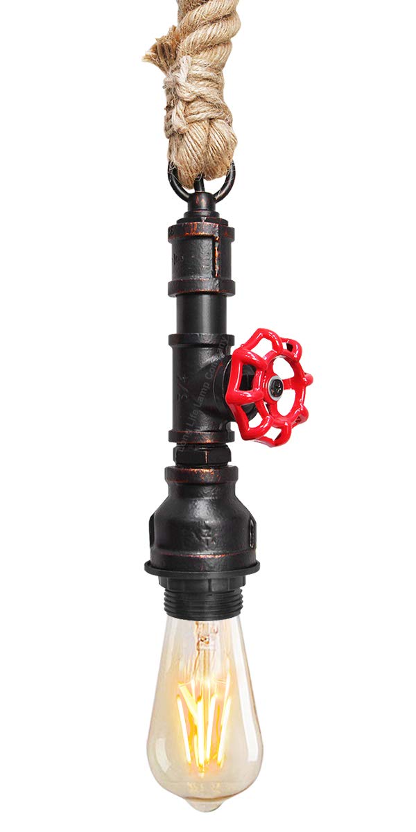 Long Life Lamps Company Industrial Water Pipe Vintage Ceiling Rope Pendant Light With Valve Tap M0168 from B&Q
