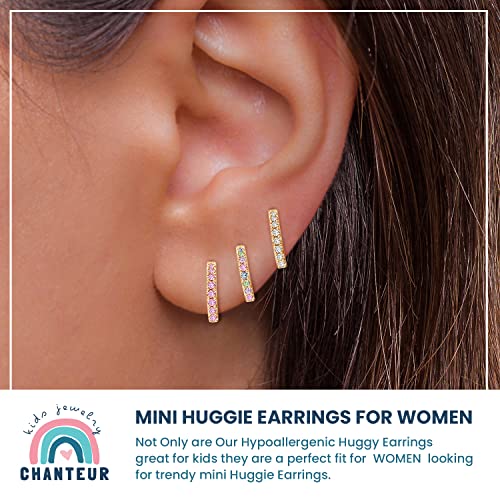 Chanteur Hypoallergenic Huggie Earrings for Girls & Women - Small Hoop Design, Perfect for Teens & Kids4