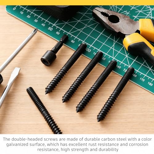 Image of Hicarer 20 Pack 5 /16-18 x 3 Inch Hanger Bolts Double Headed Bolts with Driver Self Tapping Screw Threaded Rod Screws for Furniture Double Headed for Wood Furniture Joint (Black)