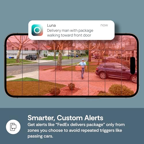 Luna 3MP 2K Window Camera, 2.4GHz WiFi6 Indoor Cameras for Home Security Outdoor, Smart AI Descriptive Motion Alert, Color Night Vision, Stick-On Glass-Mount Wired, Easy & Quick Install