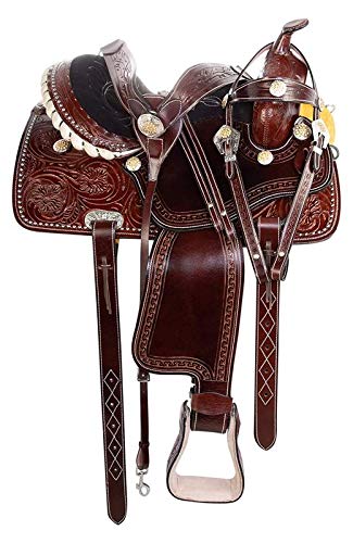 Wonder Wish Western Show Saddle TACK Set Yellow Crystal Silver Studded Premium Leather Barrel Racing Rodeo 14 15 16 21