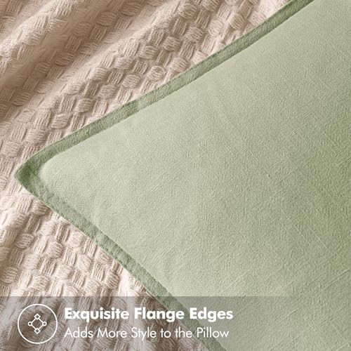 Image of MIULEE Decorative Linen Pillow Covers 18x18 Inch Light Green Boho Farmhouse Neutral Spring Couch Throw Pillows for Bed Pack of 2 Accent Modern Pillowcase Summer Sofa Livingroom Home Decor