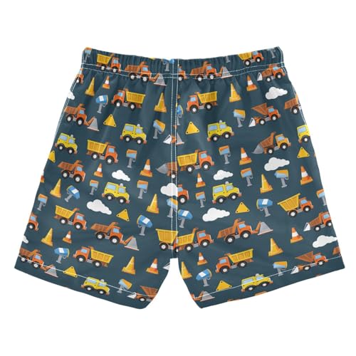 Boys Swim Trunks Quick Dry UPF 50+ Beach Board Shorts Kids Bathing Suits Swimsuit 2T Yellow Orange Truck2