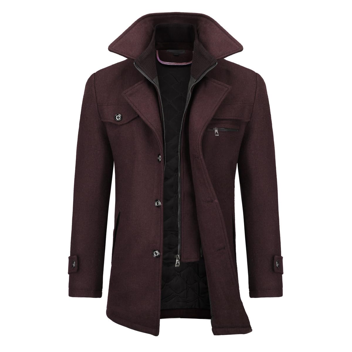 Allthemen Cappotto da Uomo in Lana Trench Slim Fit da Lavoro Corto Business Trench Coat Soft Touch Calda Invernale Coat