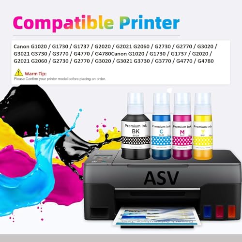 Image of ASV GI 71 Ink for Cn Printer G1020 G1730 G1737 G2020 G2021 G2060 G3020 G3730 G3770 G4770 (GI 71 Ink CMYK 1 Set)