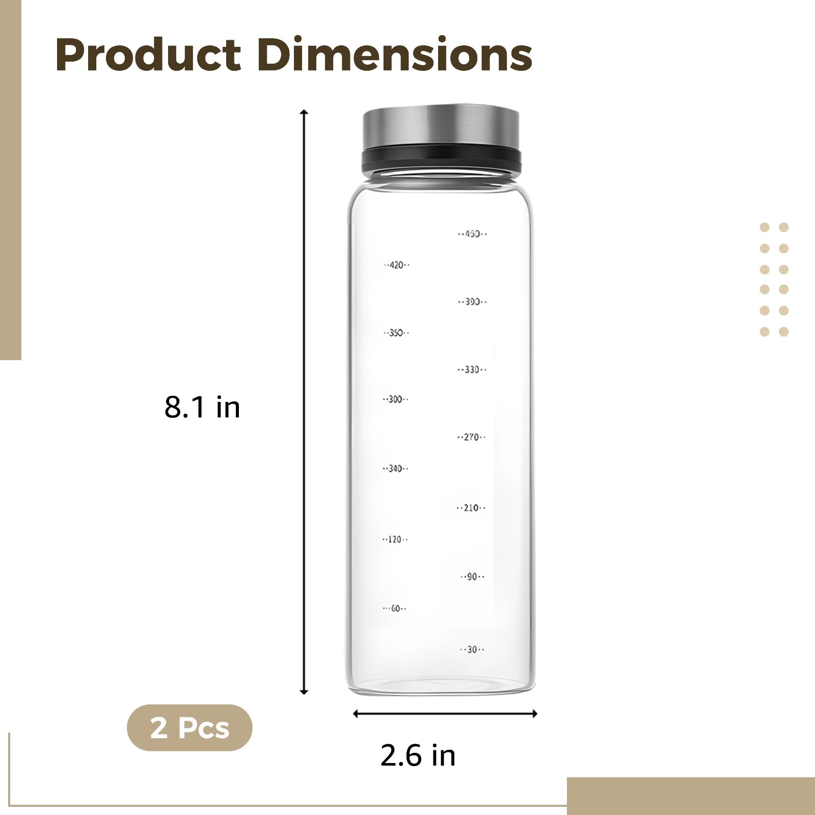 2 Stk. Glas Gewürzstreuer mit verstellbaren Streulöchern, 500 ml Streudose aus hochborosilikatglas für die Küche, Salz- und Pfefferstreuer mit Edelstahldeckel, 8,1 x 2,6 Zoll