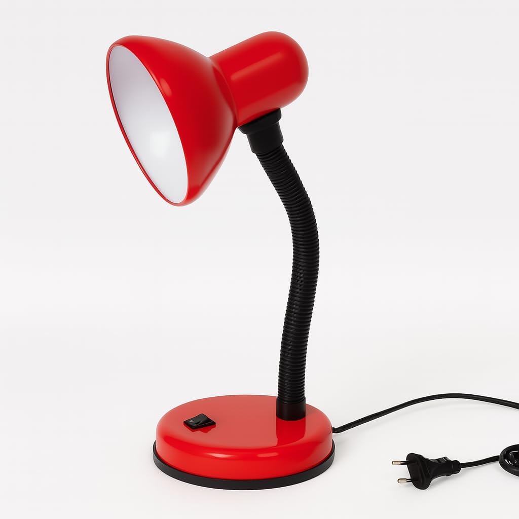 DUAS Study Desk Lamp with Flexible Neck E27 40W – Adjustable Steel Table Light for Reading, Study, Office, Home – Flicker-Free, Stable, Modern Design – Red, Blue, Black, White Colours (Black) — image 1