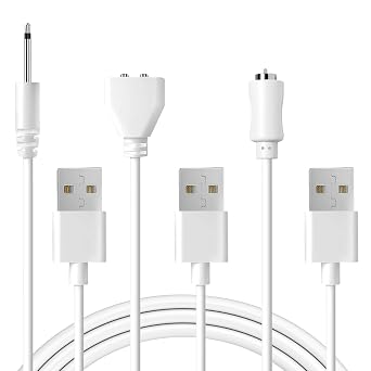 3Pack DC Charging Cable Set 2.5mm Massager Charger 6mm Magnetic USB DC Cable 2.7ft Single Point Pin Charger Fast Charging Cord for Electric Toothbrush Rechargeable Toys Facial Cleanser More
