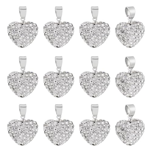 Breloques cœur cristal en argile polymère avec strass scintillants pour création de bijoux DIY