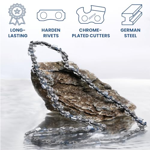 Image of 16 Inch Chainsaw Chain, 3 /8 inch LP Pitch .050 inch Gauge 57 Drive Links, Germany Steel Anti-Kickback Replacement for Echo CS-3510, CS-352, CS-400, Worx WG303, WG300, 3-Pack