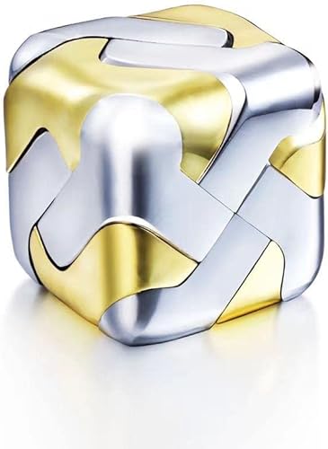 Miniatura 1 de Rompecabezas 3D cuadrado tridimensional de metal inteligente de descompresión juguete intelectual (oro + plata)