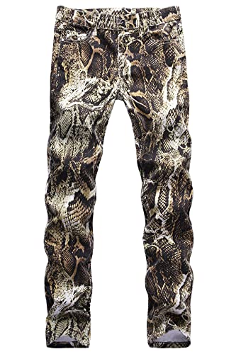 Men's Fashion Snakeskin Print Jeans