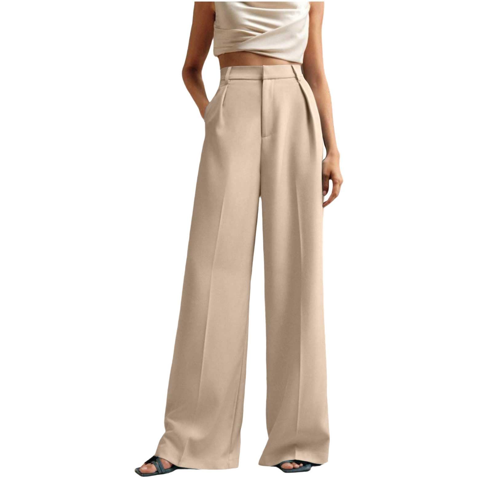 Ruziyoog Womens Wide Leg Dress Pants High Waisted Trousers with Belt Loose Fit Work Slacks Casual Office Long
