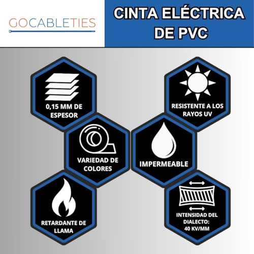 Miniatura 6 de Gocableties - Cinta Aislante Negra De 50 Mm X 33 M Para Instalaciones Eléctricas - Autoadhesiva Y Resistente, Ancha Para Proteger, Agrupar Y Reparar Cables - 1 Rollo
