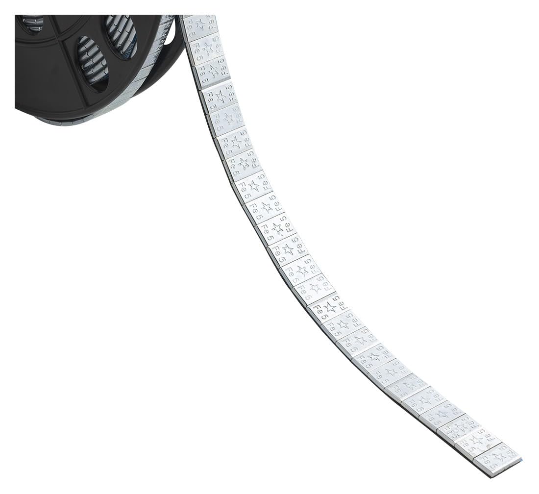 SIO Rollo Contrapesas Adhesivas para Llantas Coche 6 kg – Pesos Equilibrado 5g Segmentados – Plomo/Acero para Equilibradora – Adhesivo Fuerte Anticorrosión – Taller Mecánico Profesional