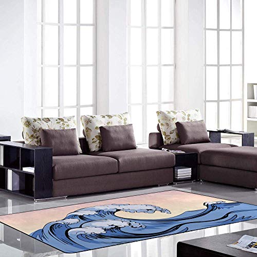 Tapis de sol salon bleu style rétro en velours corail 152x99 cm - 4
