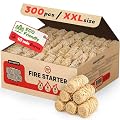300 pcs Large Fire Starters for Fireplace, Natural Fire Starter for Campfires, for Wood Stove, BBQ, Grill, Pizza Oven, Outdoor Fire Pit, Chimney Charcoal Starter