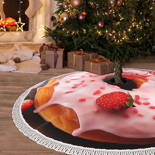 Jupe de sapin de Noël 91,4 cm avec pompons style gourmand