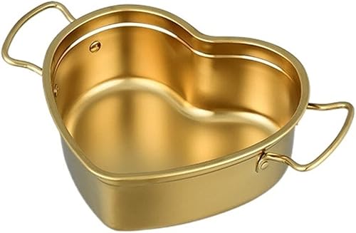 Miniatura 1 de HESNDpdg Skillets Heart-Shaped Stainless Steel Saucepan Kitchen Frying Pan Soup Ramen Seafood Cooking Pots Household Kitchenware Utensils