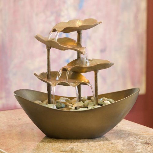 Homedics Envirascape WFL-GDN Garden Leaves Illuminated Relaxation Fountain, Copper