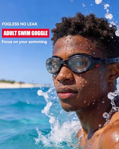Aegend Swim Goggles, No-Leaking Anti-Fog Swimming Goggles for Adult Men Women (Clear Black) — view 2