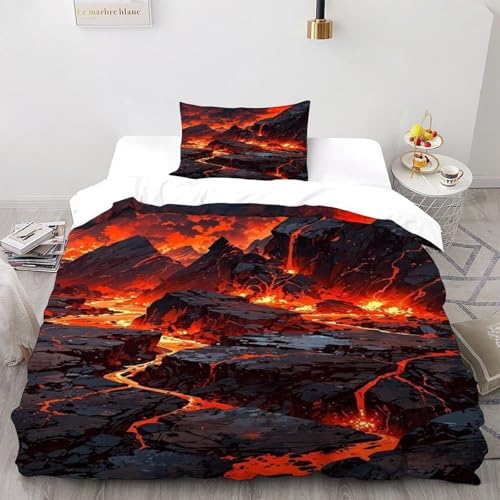 Housse de couette volcanique imprimé roche de lave en microfibre 135x200 - 2