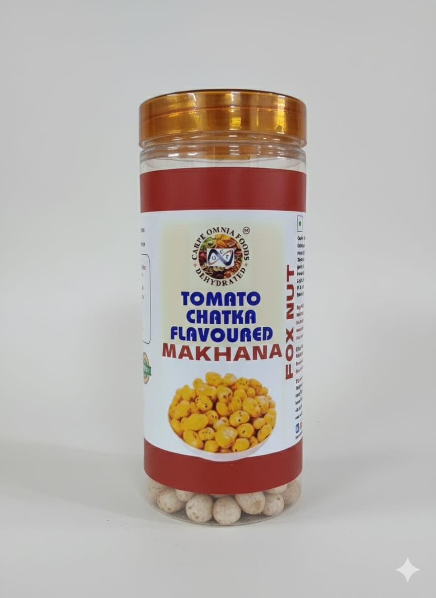 Tomato Chatka Flavoured Makhana | Crunchy Roasted Foxnuts with Tangy Tomato Taste | Ready to Eat Snack for Travel Office & Evening Munching 150g