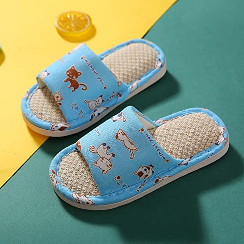 Kids House Slippers for Boys Girls Open Toe Cotton Linen Comfort Slip On Indoor Home Flat Slides Bedroom Footwear3