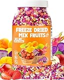 8.82oz Freeze Dried Mixed Fruit Snacks, Sweetened Crunchy Fruit Bites with Strawberry, Mango, Apple, Peach, Dragon Fruit & Purple Sweet Potato, for Yogurt, Smoothies, Baking and Snacking(250g)